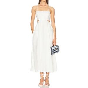 Zimmermann Rhiannon Scallop Midi Dress, Linen, Size 3/L (8/10)